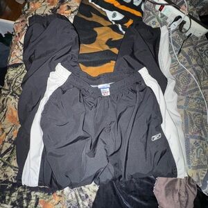 Reebok XL vintage insulated track pants lined cuffed thick striped athletic